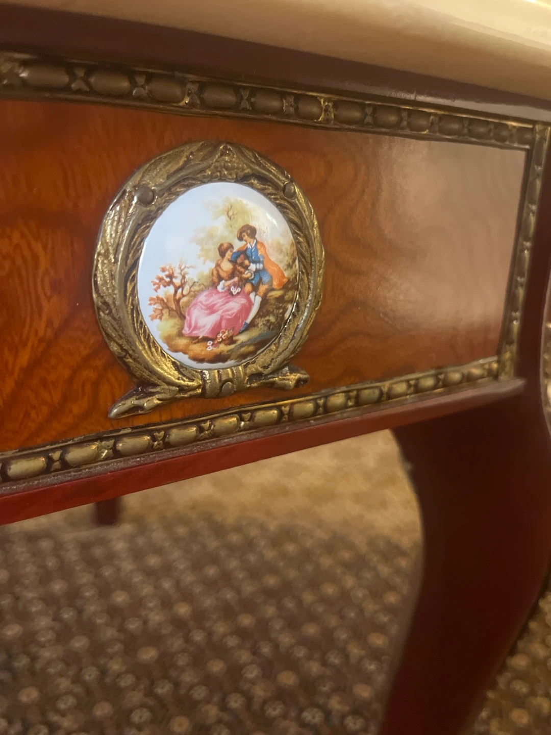 Vintage French Style Coffee Table with Marble Top - photo 5