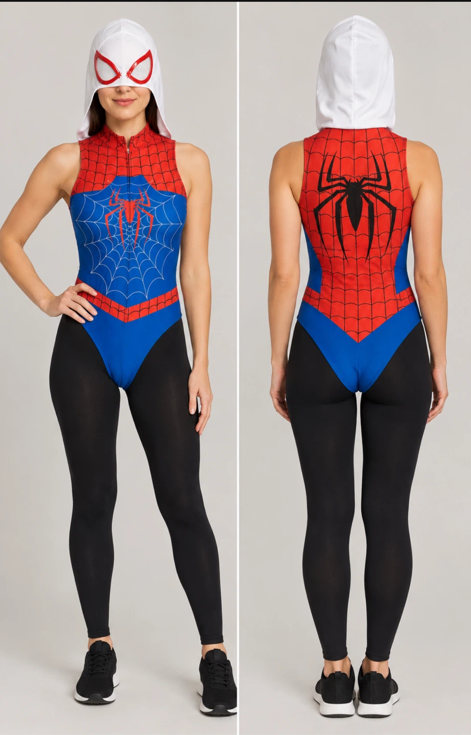 Spider-Man sleeveless bodysuit with hood