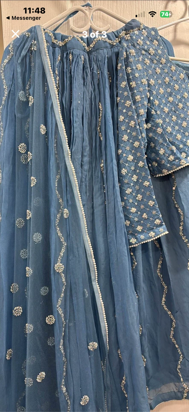 Blue Embroidered Lehenga Choli Set