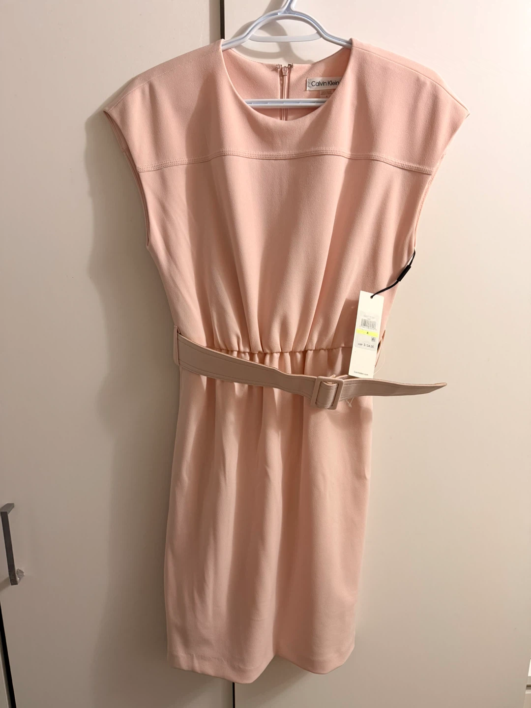 Calvin Klein Blush Pink Belted Dress