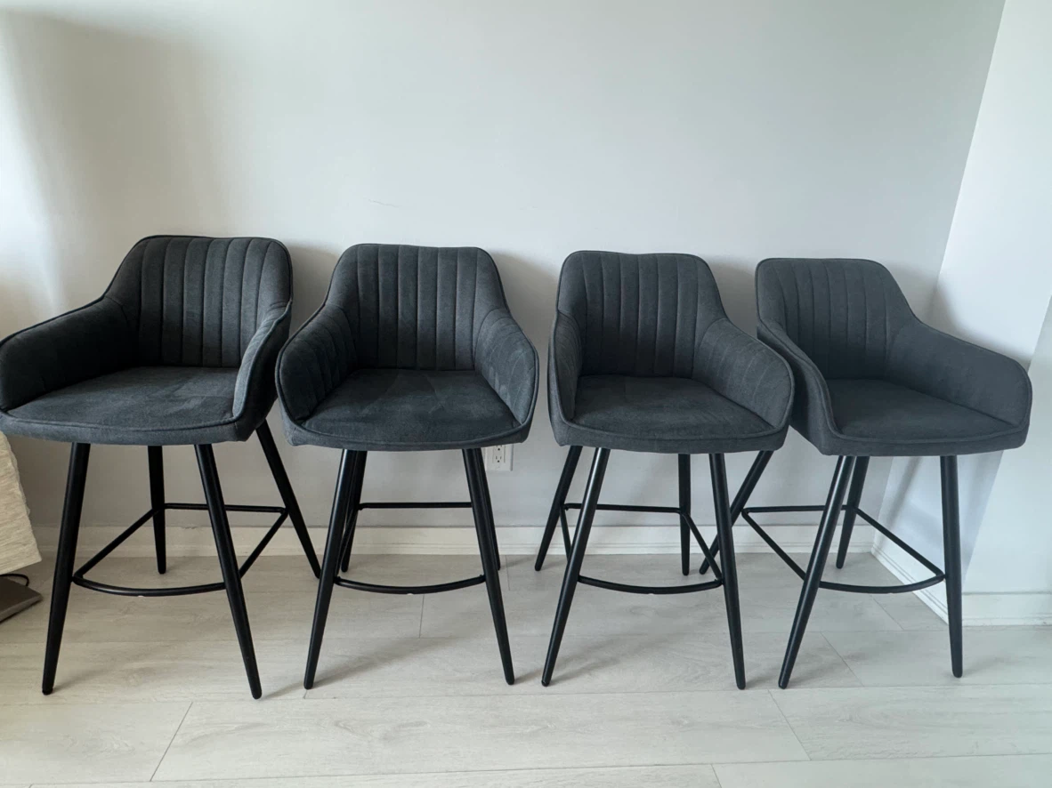 Set of 4 Charcoal Grey Bar Stools