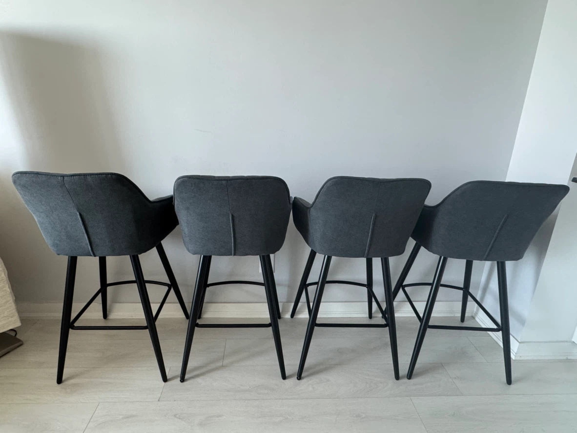 Set of 4 Charcoal Grey Bar Stools - photo 2