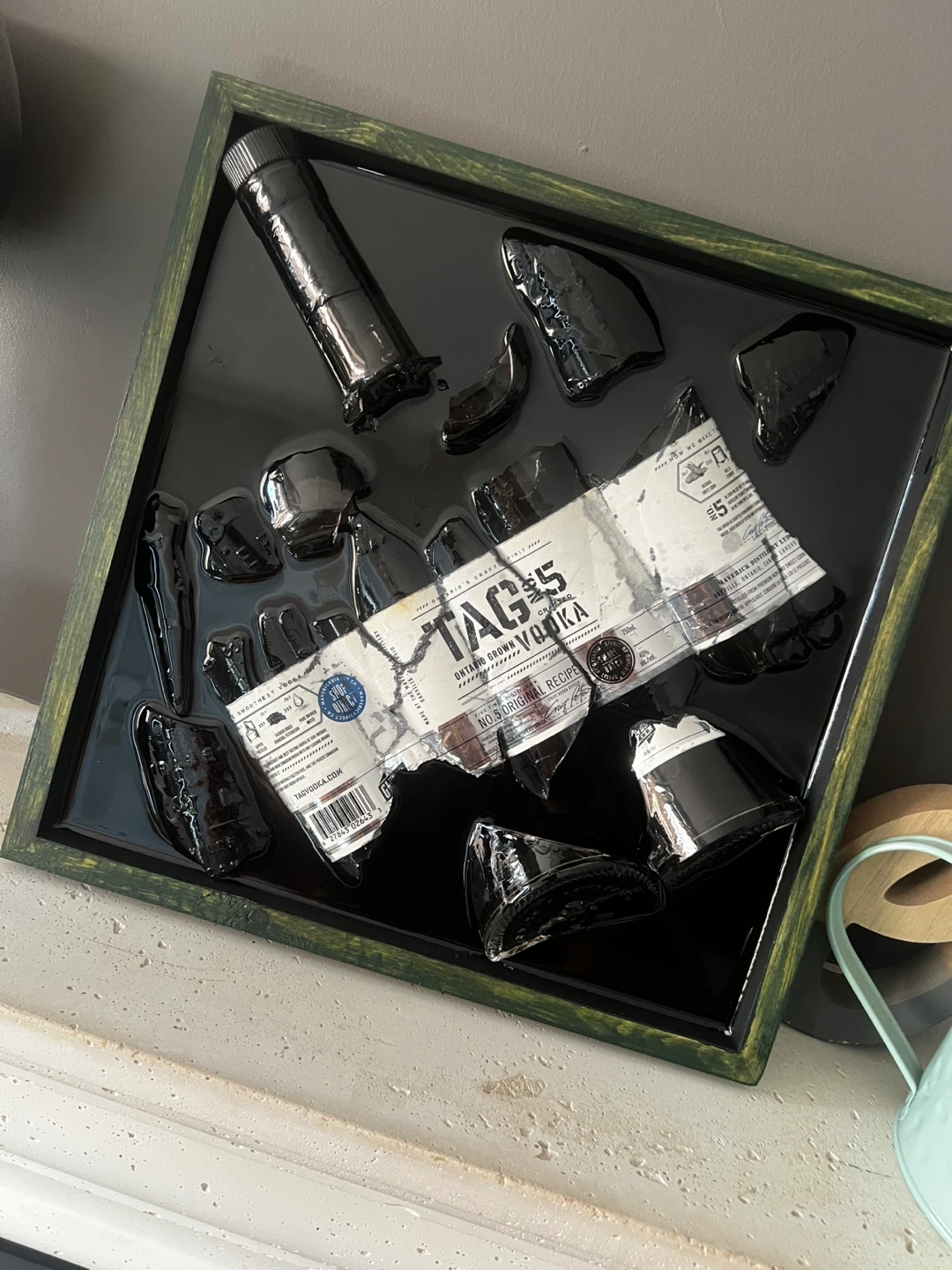 Hand made Shattered Bottle Art