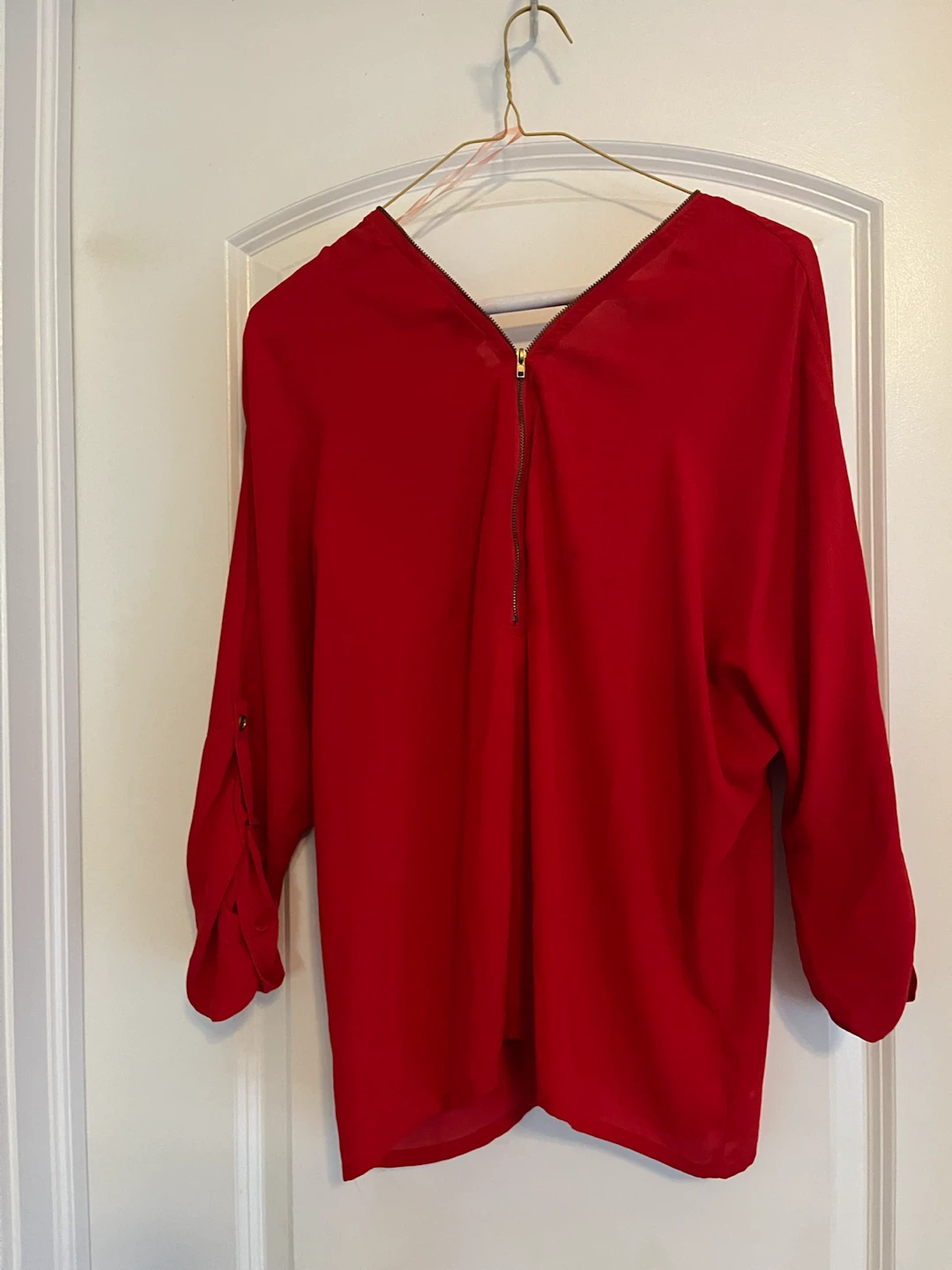 Blush Red Zipper Front Blouse - photo 2