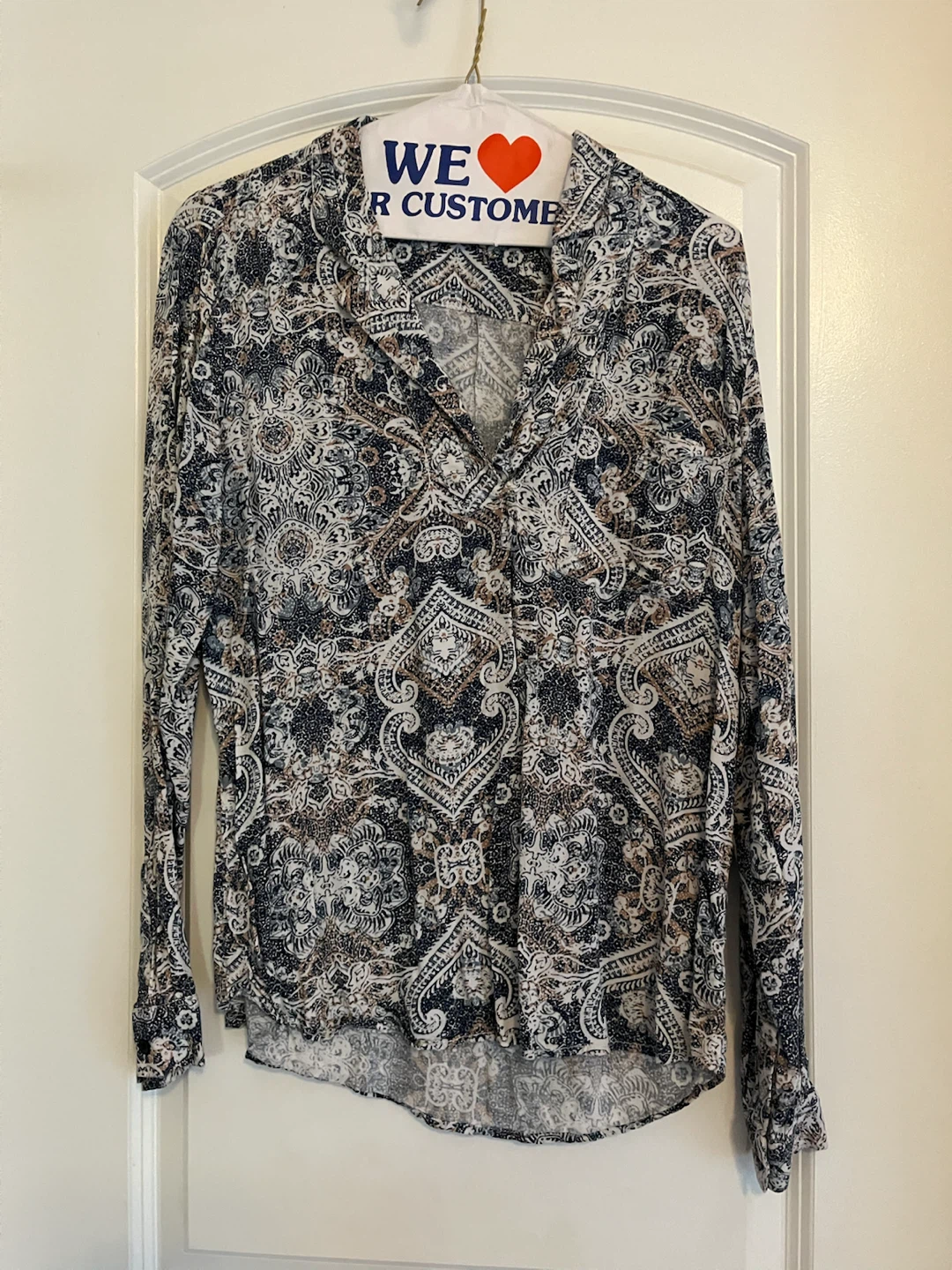 H&M Patterned Long-Sleeve Button-Down Shirt