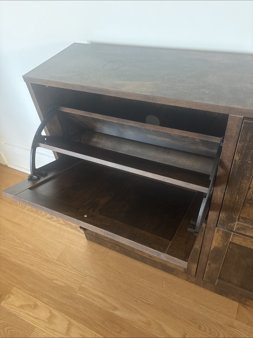 Rustic brown wooden shoe cabinet with 4 drawers - photo 3