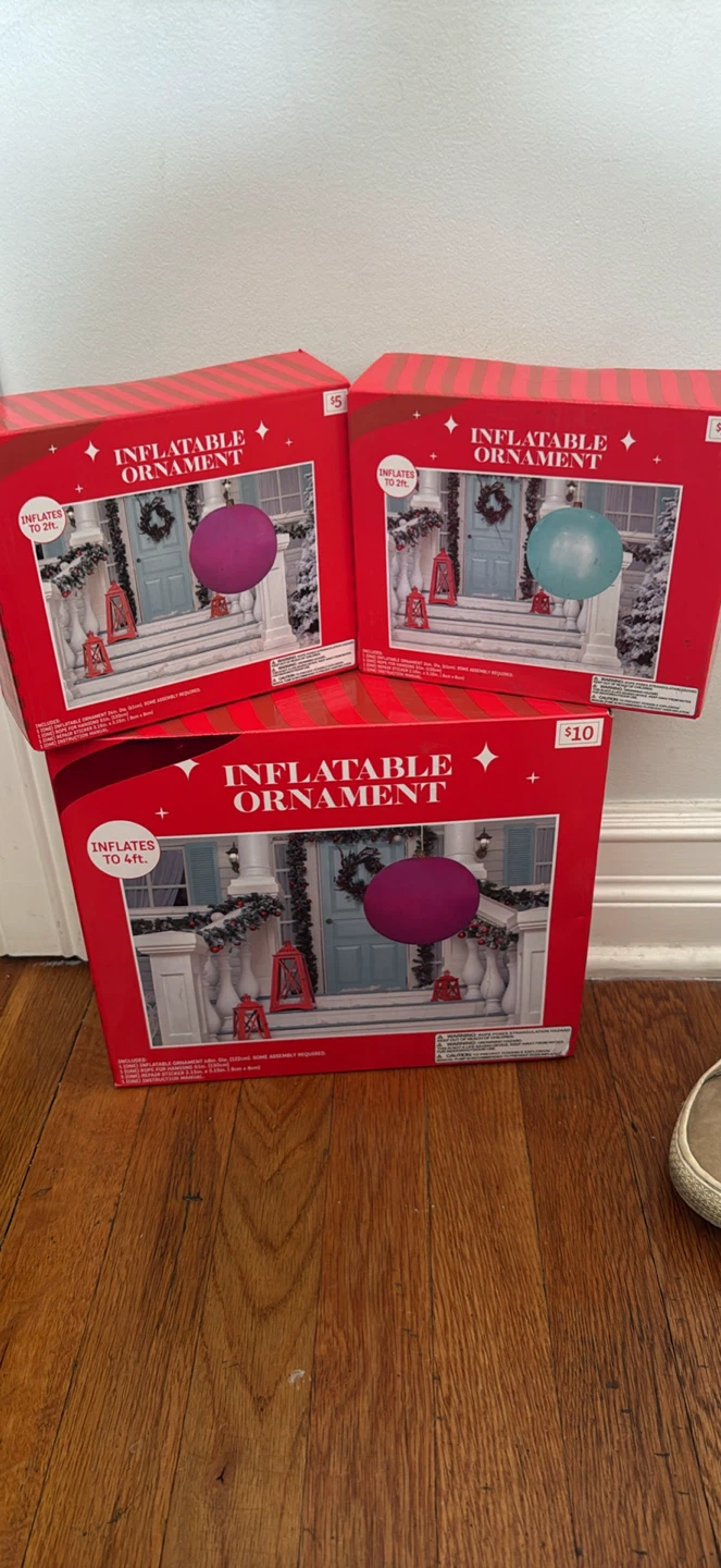 Three Inflatable Christmas Ornaments