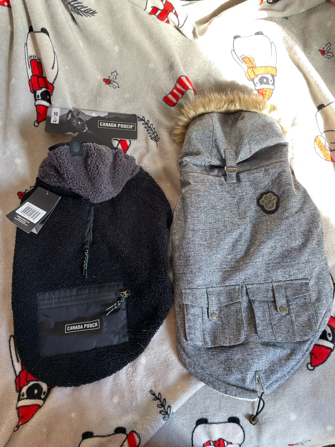 16” (17-25lbs) Canada Pooch Winter Dog Coat & Sweater Set