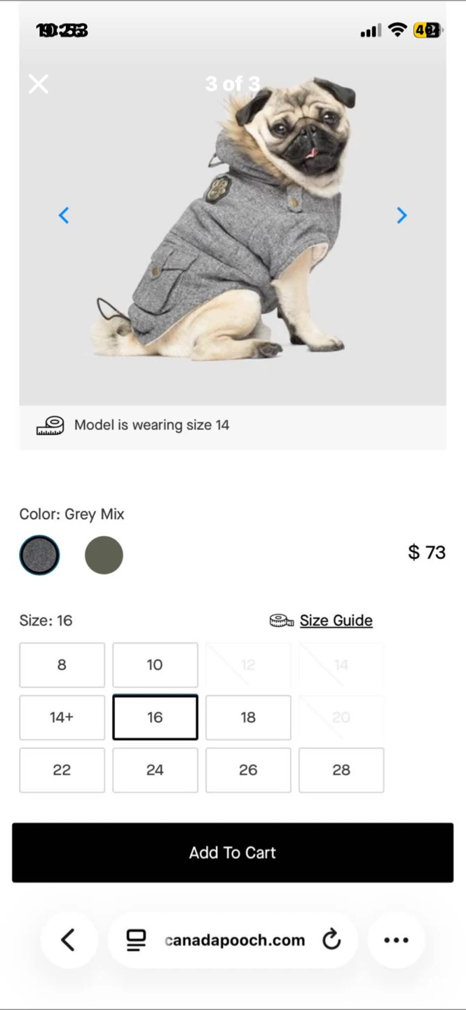 16” (17-25lbs) Canada Pooch Winter Dog Coat & Sweater Set - photo 3
