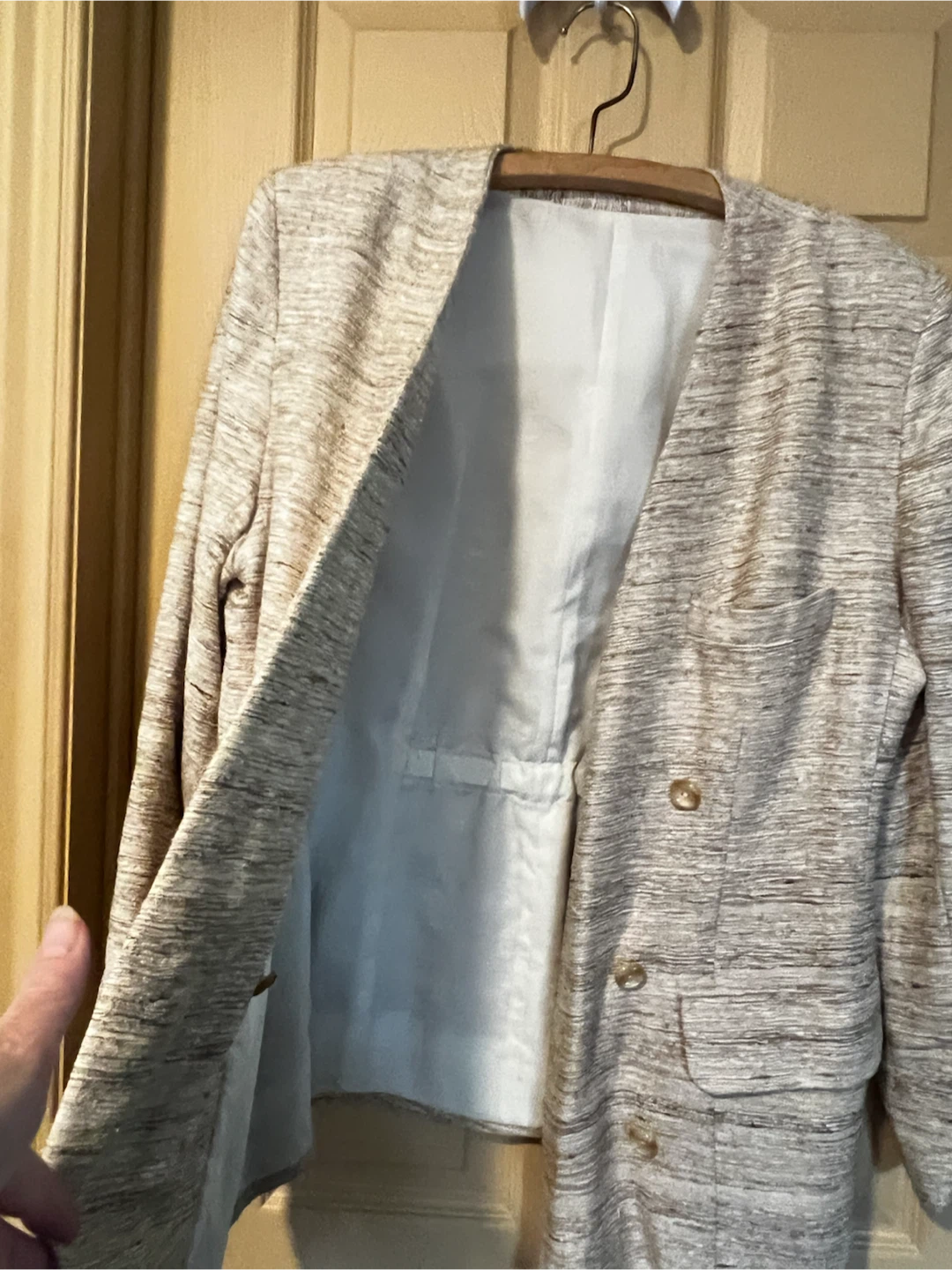 Double-breasted Raw Silk Blazer