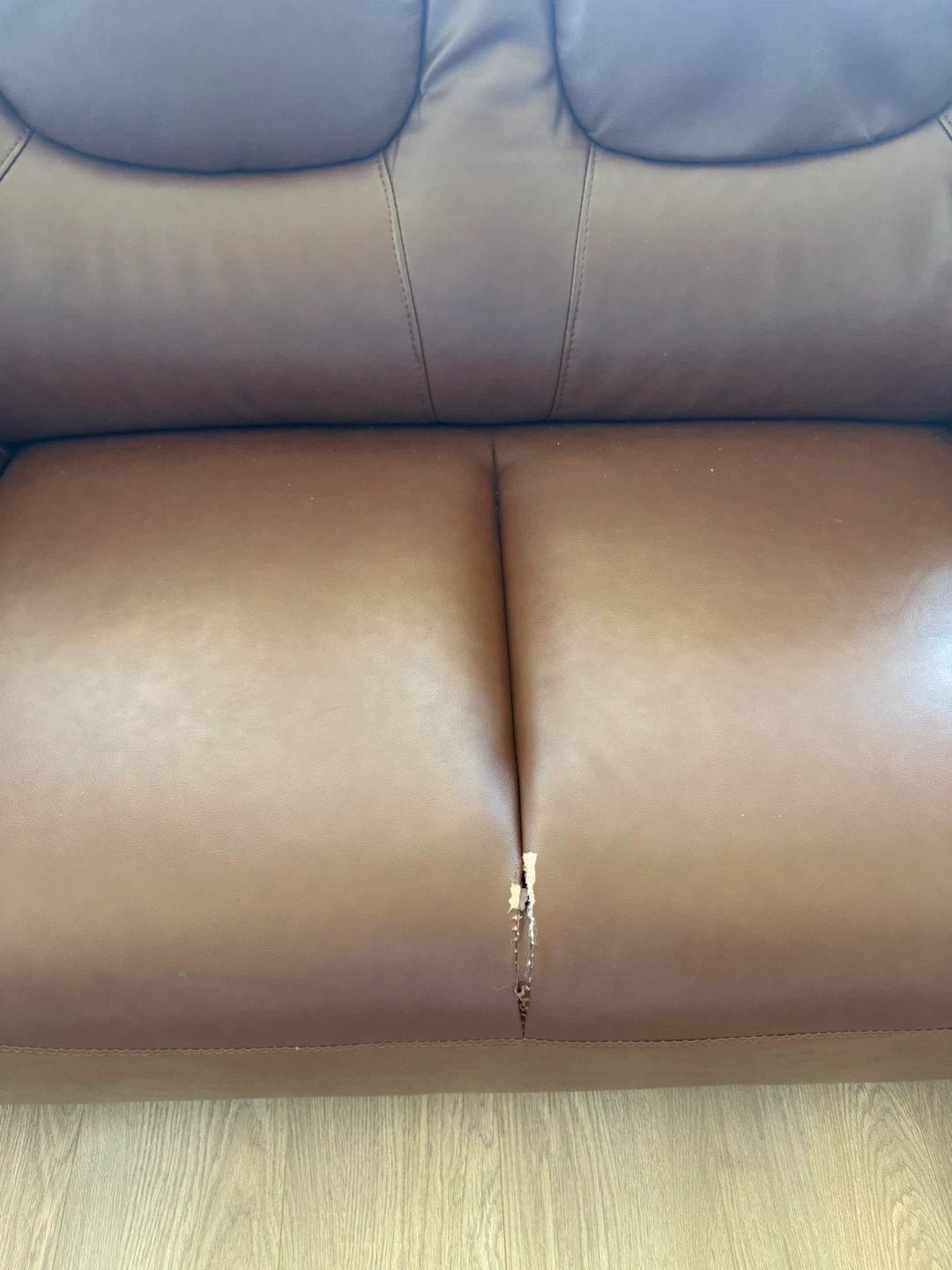 Brown Faux Leather Loveseat - photo 2