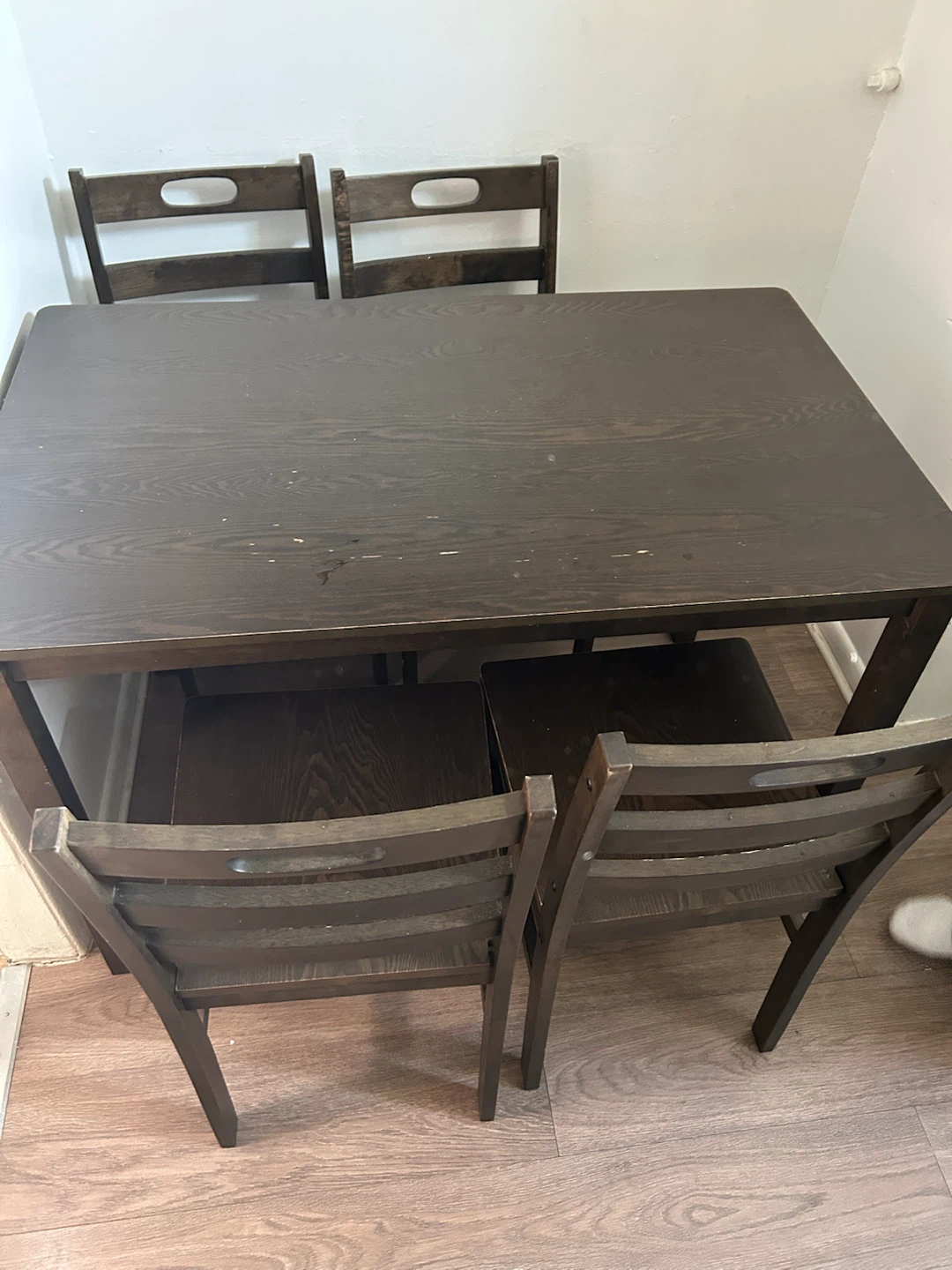 Dark Wood Dining Table and 4 Chairs