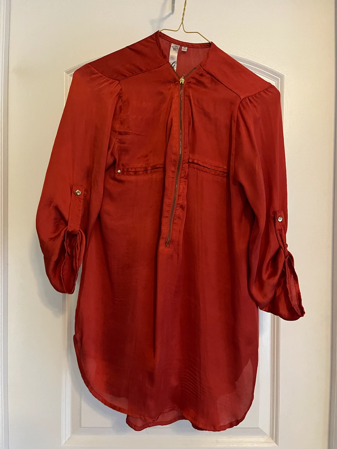 Red Zipper Blouse