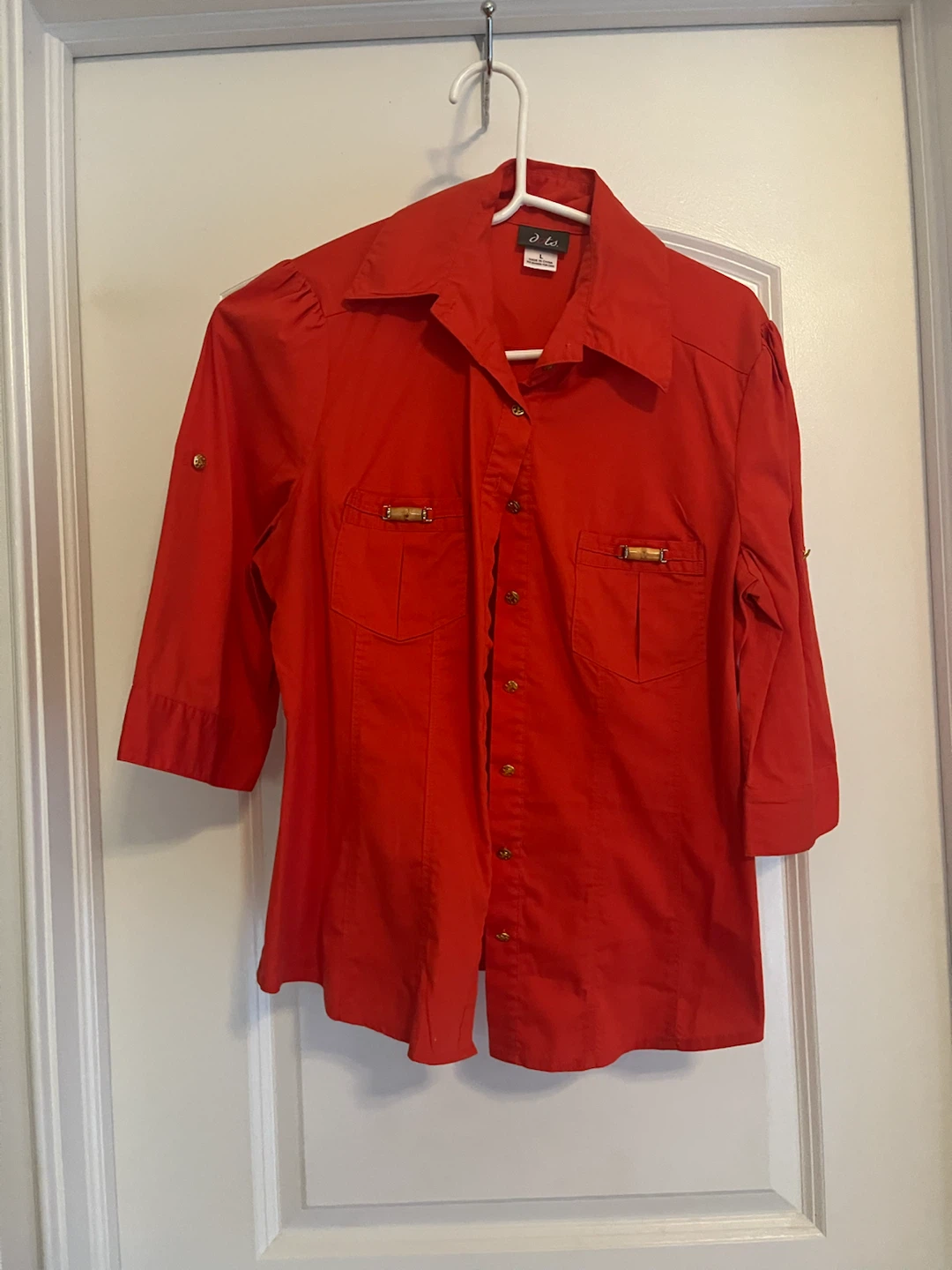 Dots Red Button-Up Blouse Size L