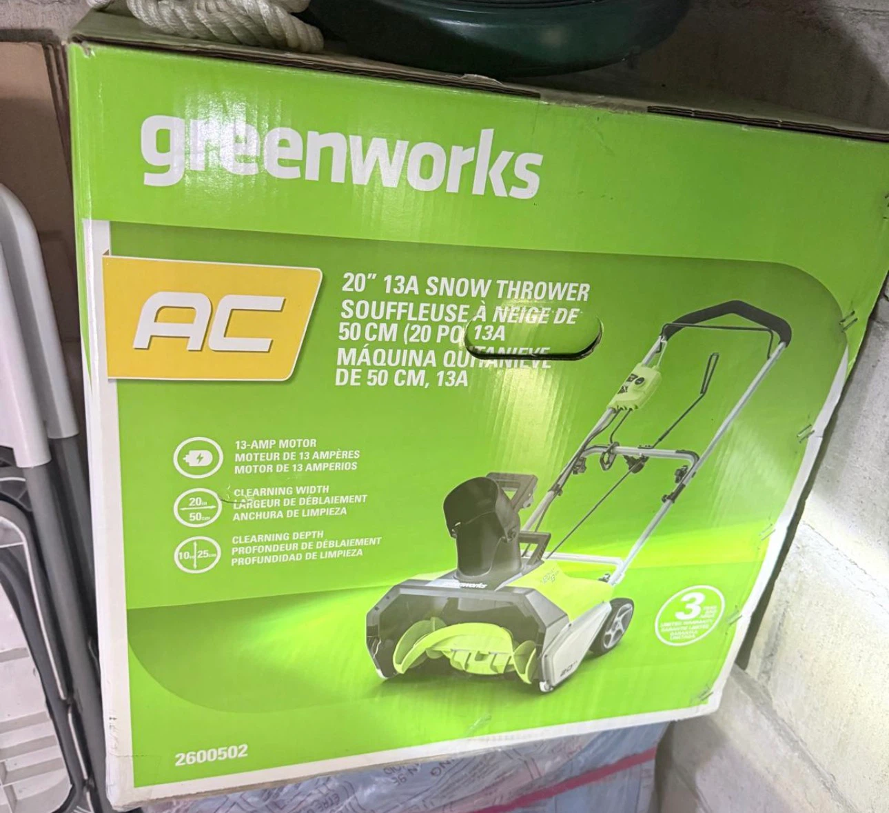 Greenworks 20-inch 13A Electric Snow Thrower