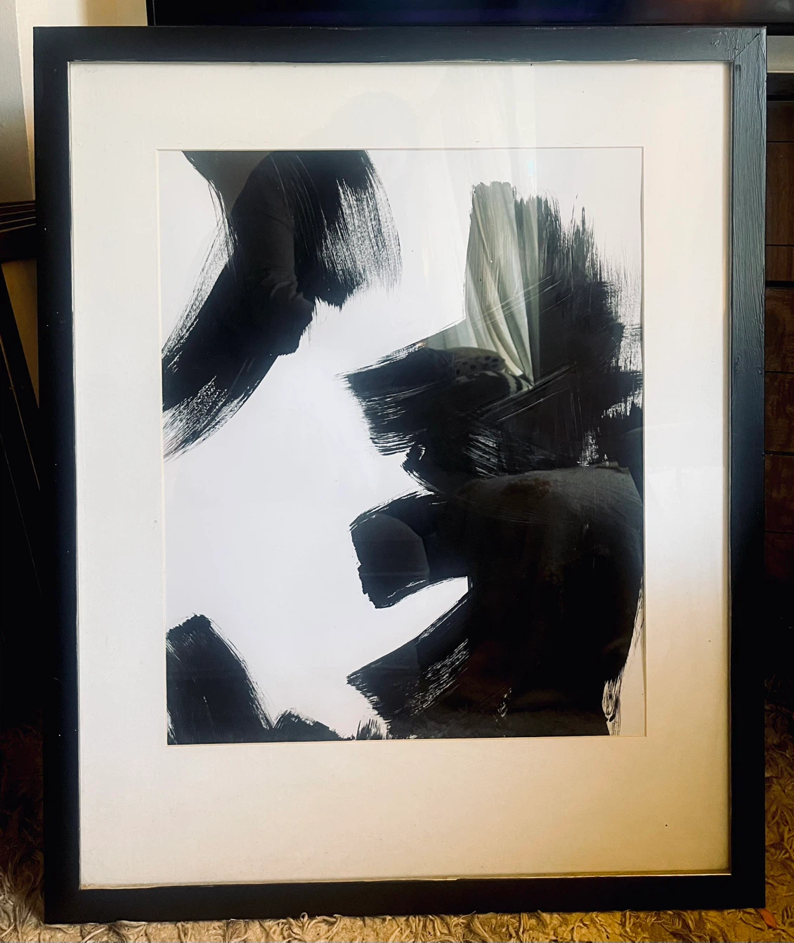 Four(4) large Abstract Black and White Framed Prints - photo 3