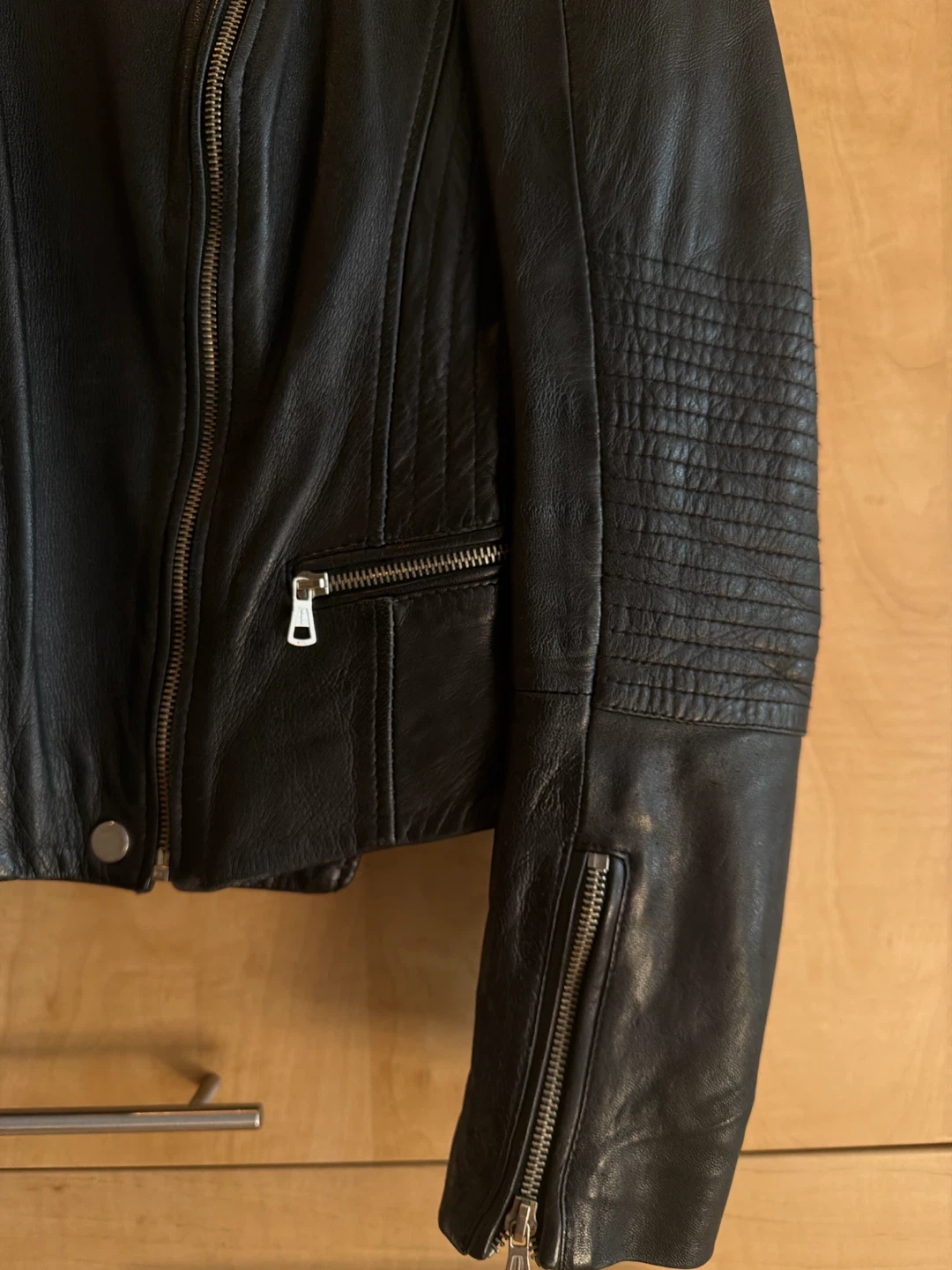 Zara Trafaluc Authentic Leather Jacket Black Size S - photo 3