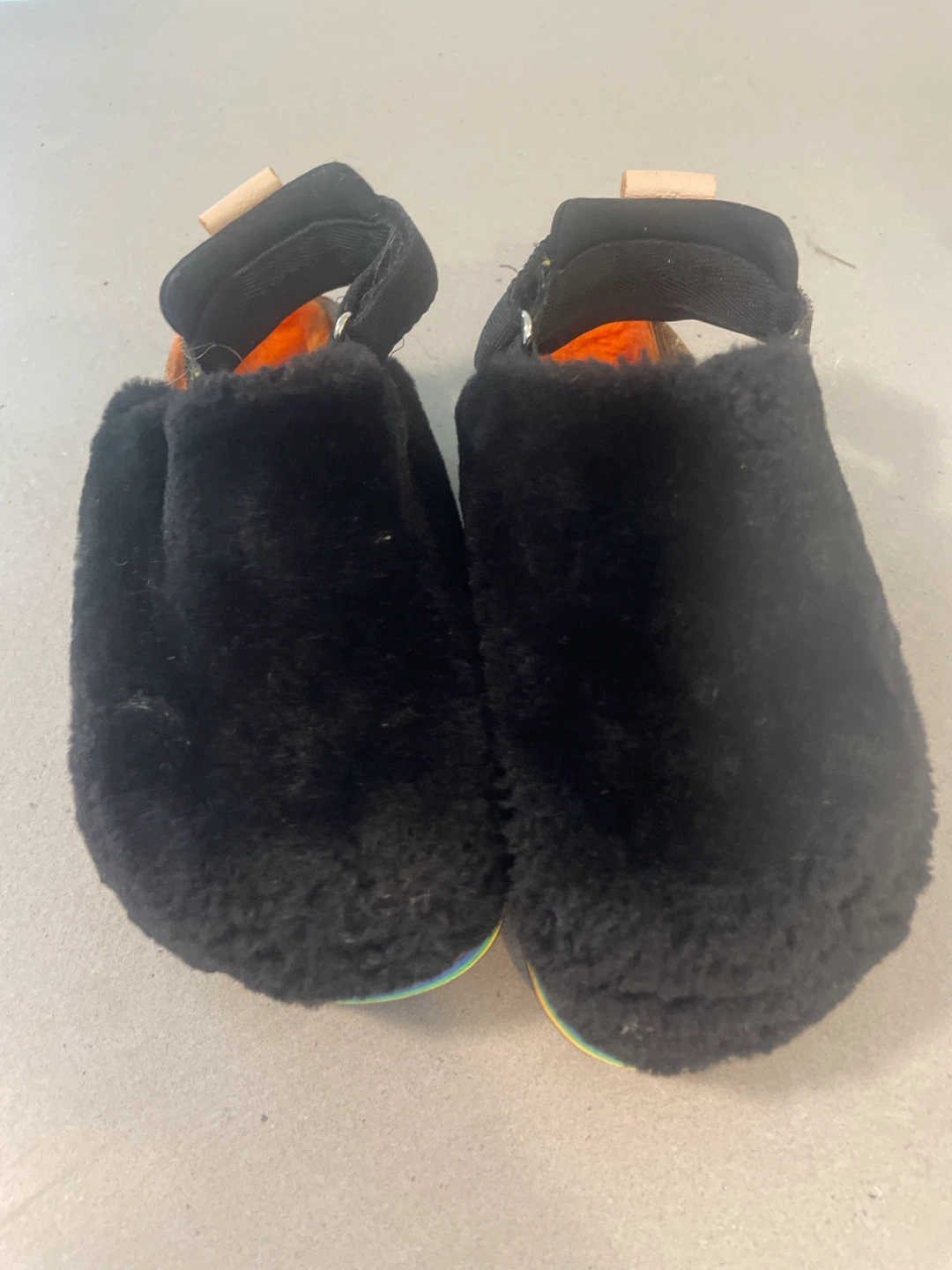 Maison Mangostan black shearling sandals