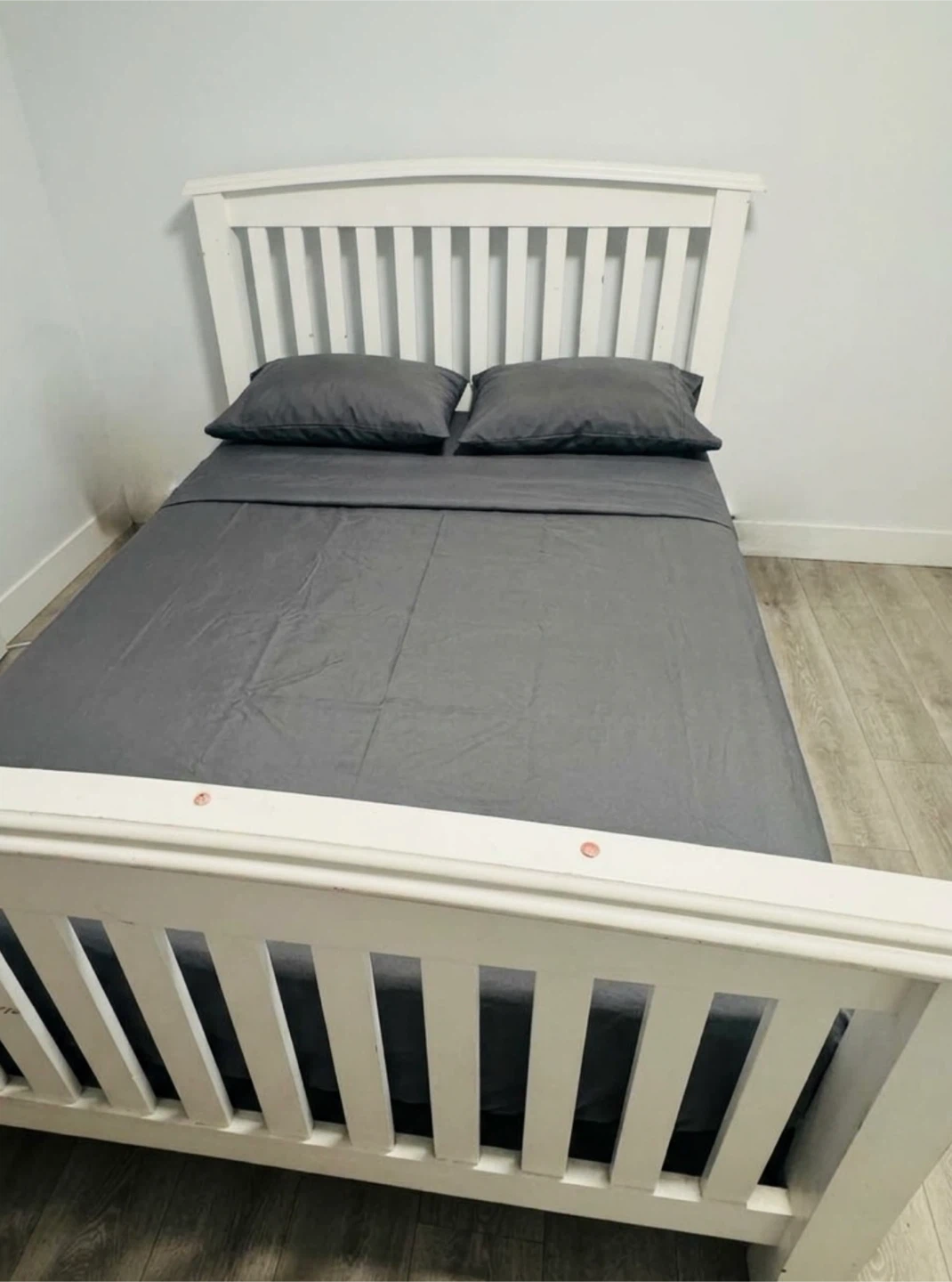 White Wooden Bed Frame - queen size