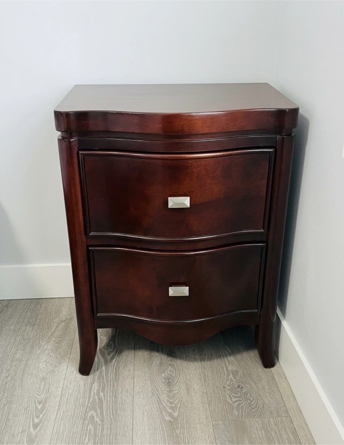 Dark Wood 2-Drawer Nightstand