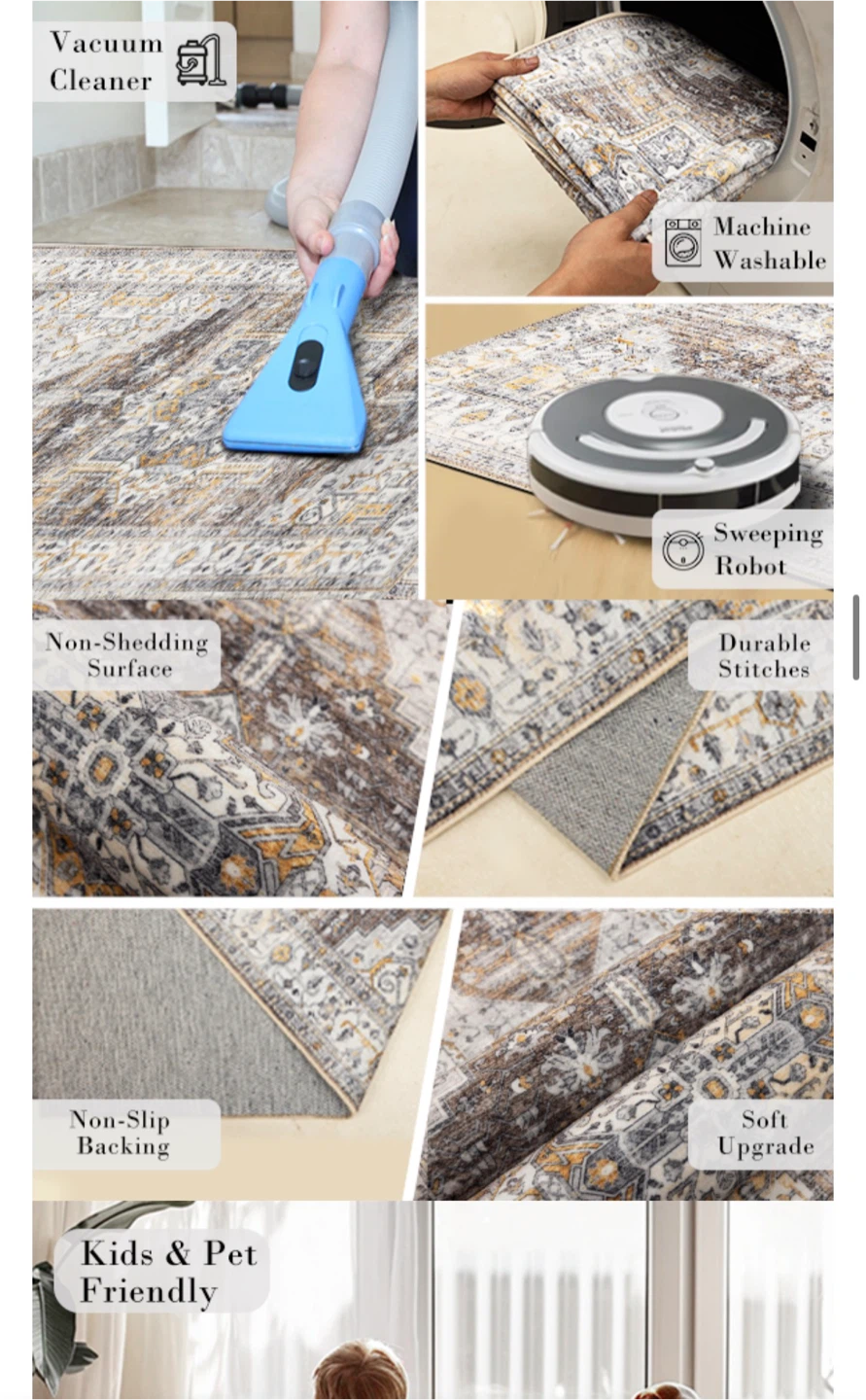 Vintage Style Washable Runner Rug - photo 3