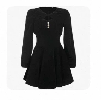 Black Velvet Long Sleeve Mini Dress
