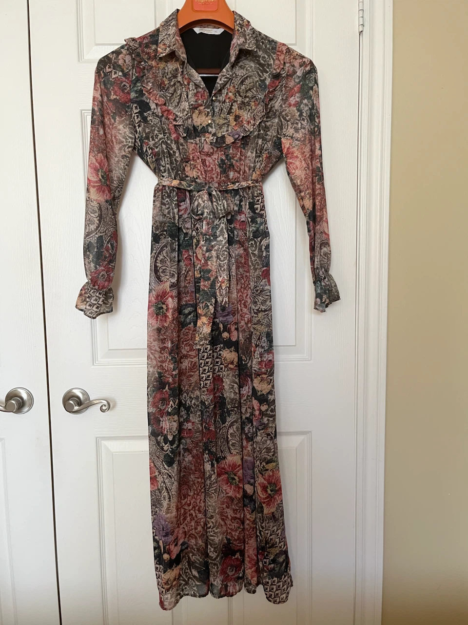 Floral Print chiffon Maxi Dress XL