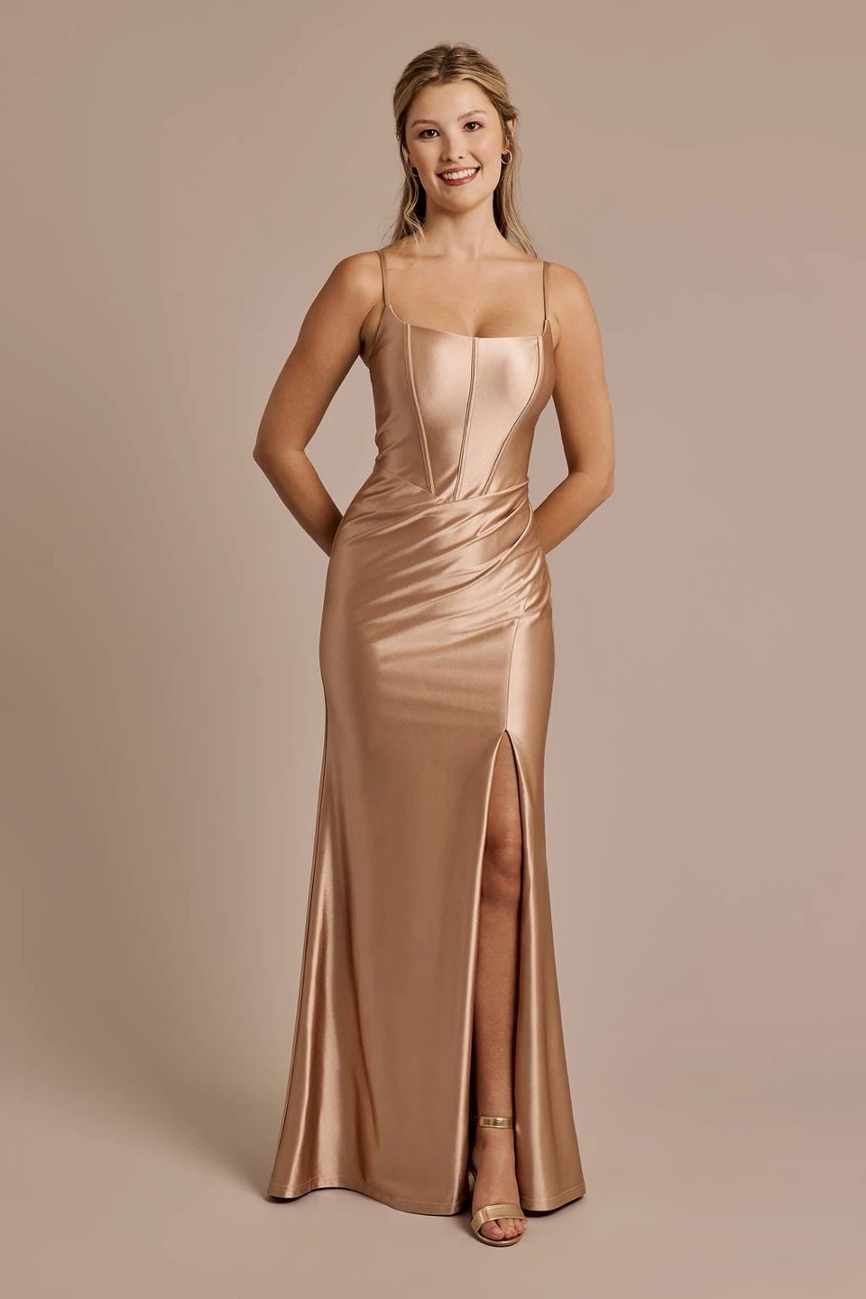 Corset Sculpting Satin Dress