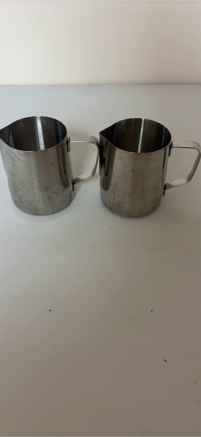 Two Stainless Steel Milk Frothing Pitchers