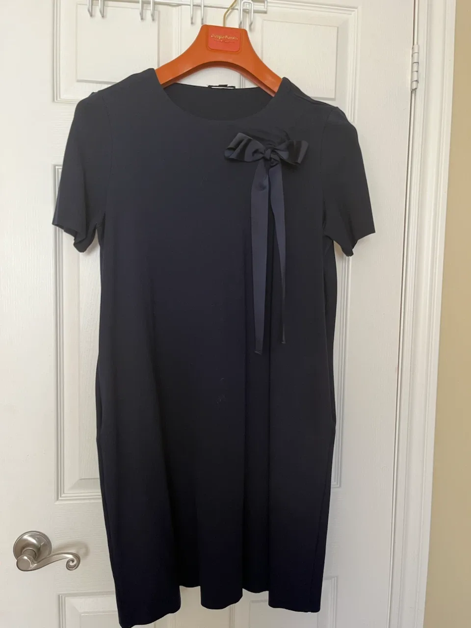 COS navy blue dress with bow detail