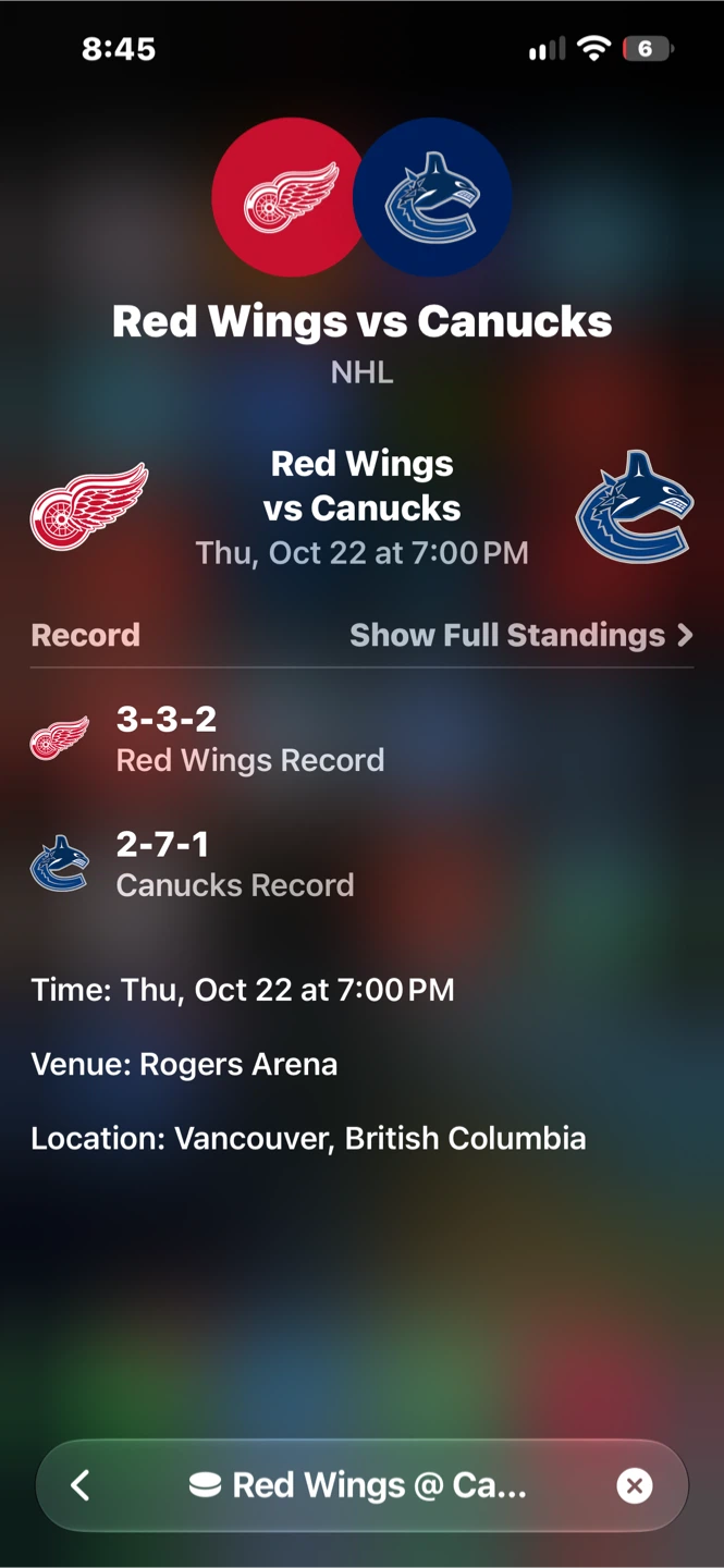 Canucks /redwings tickets