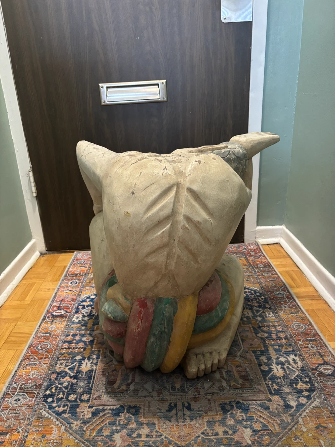 Vintage Hand-Carved Wooden Sculptural Stool - photo 4