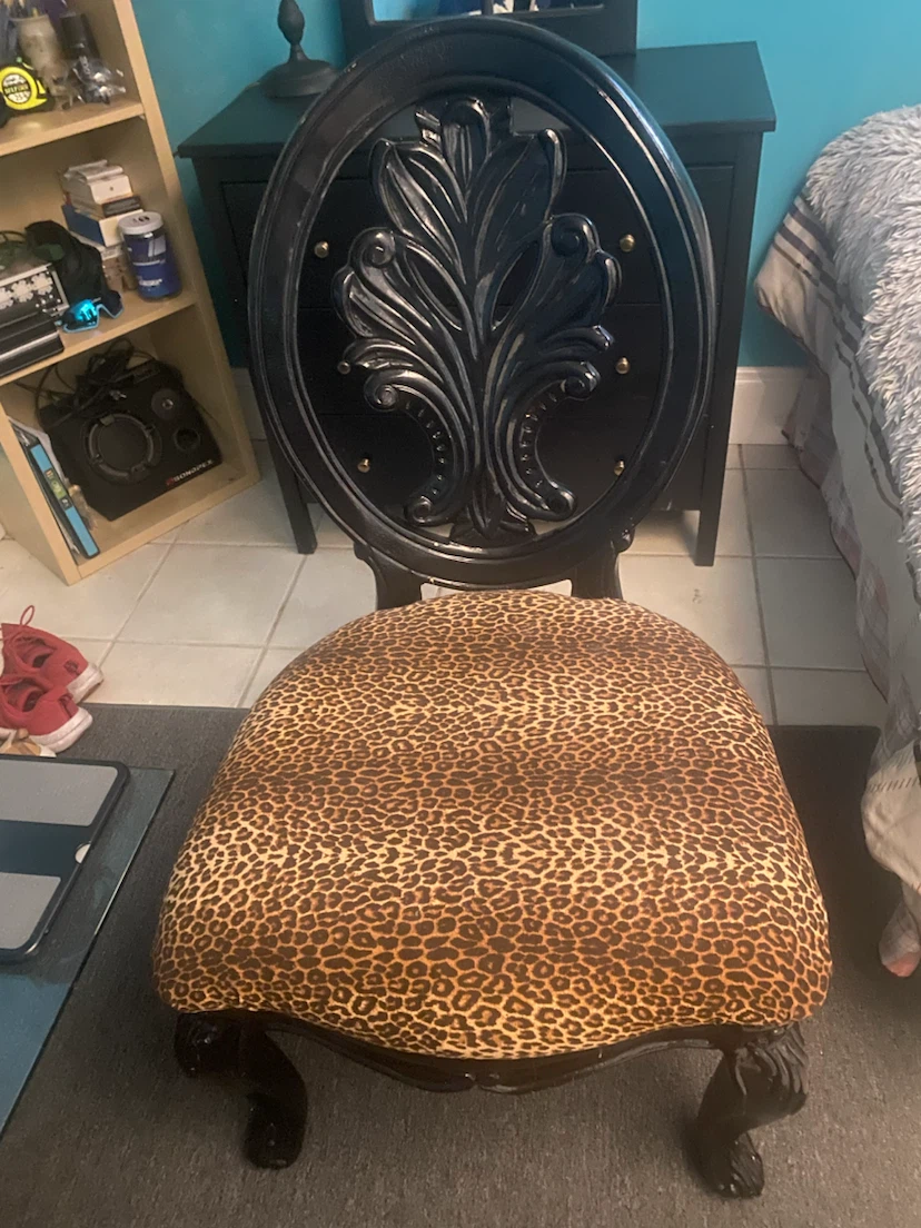 Black and Leopard Print Decorative Accent Chair