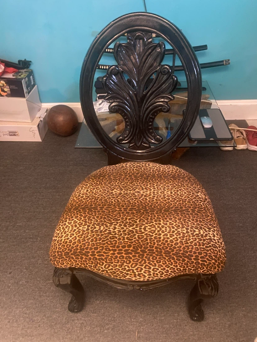 Black and Leopard Print Decorative Accent Chair - photo 2