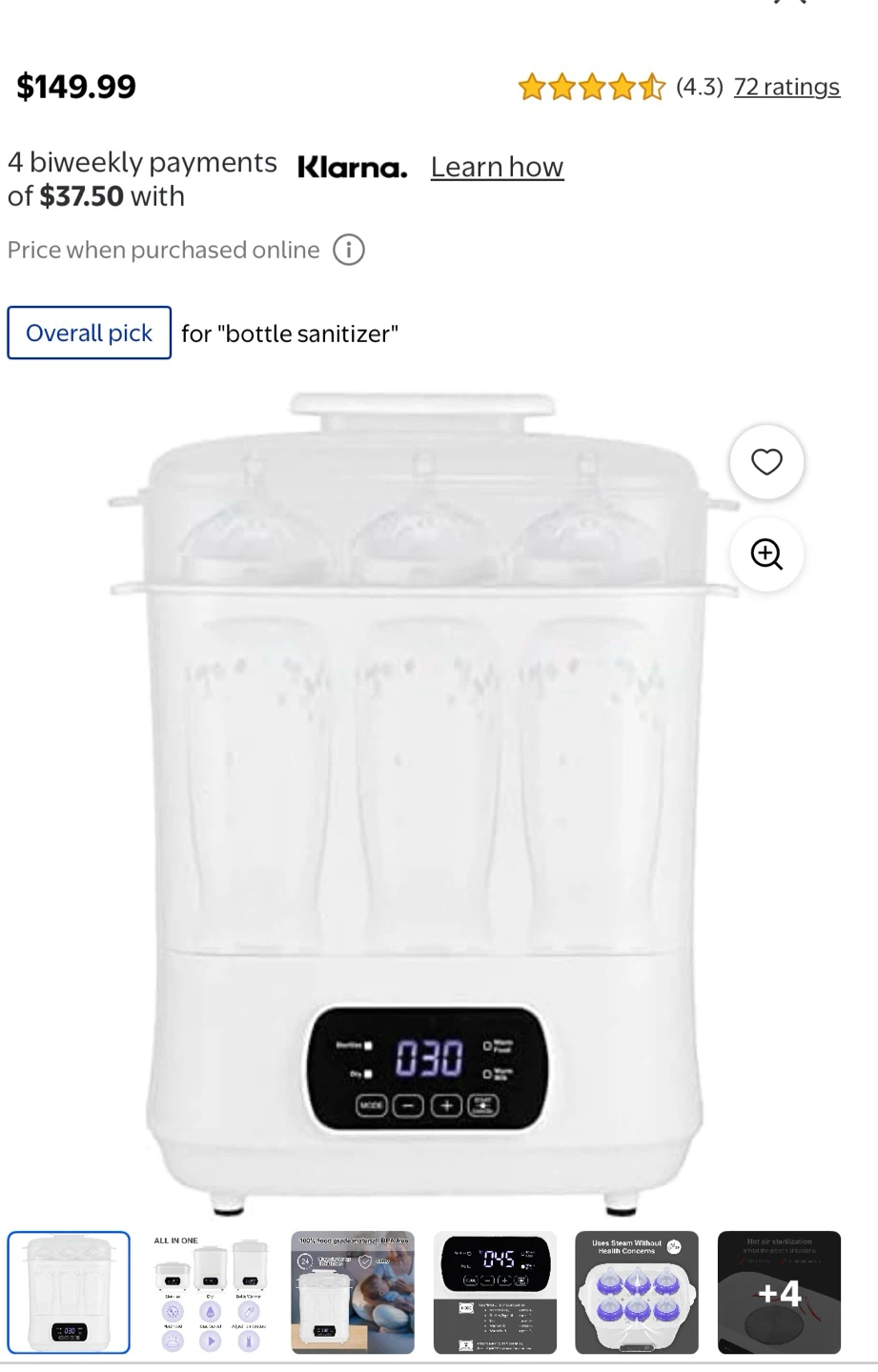 Livingbasics 3 in 1 Electric Baby Bottle Sterilizer and Warmer