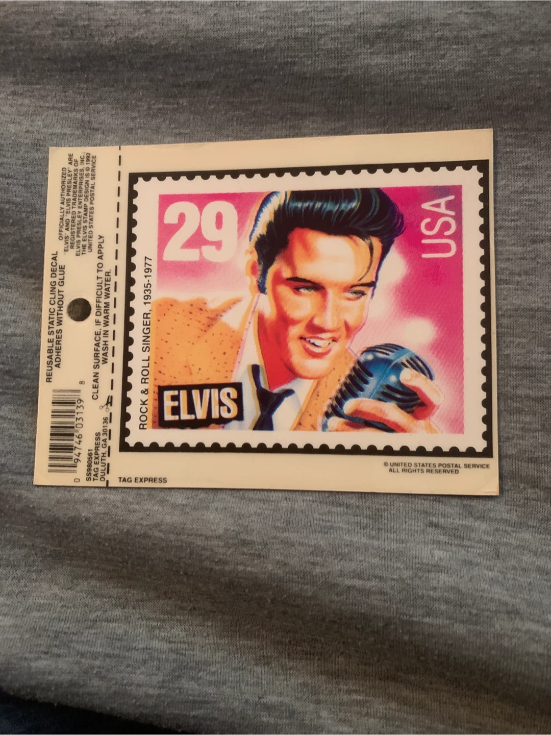 Vintage Elvis Presley Reusable Static Cling Decal