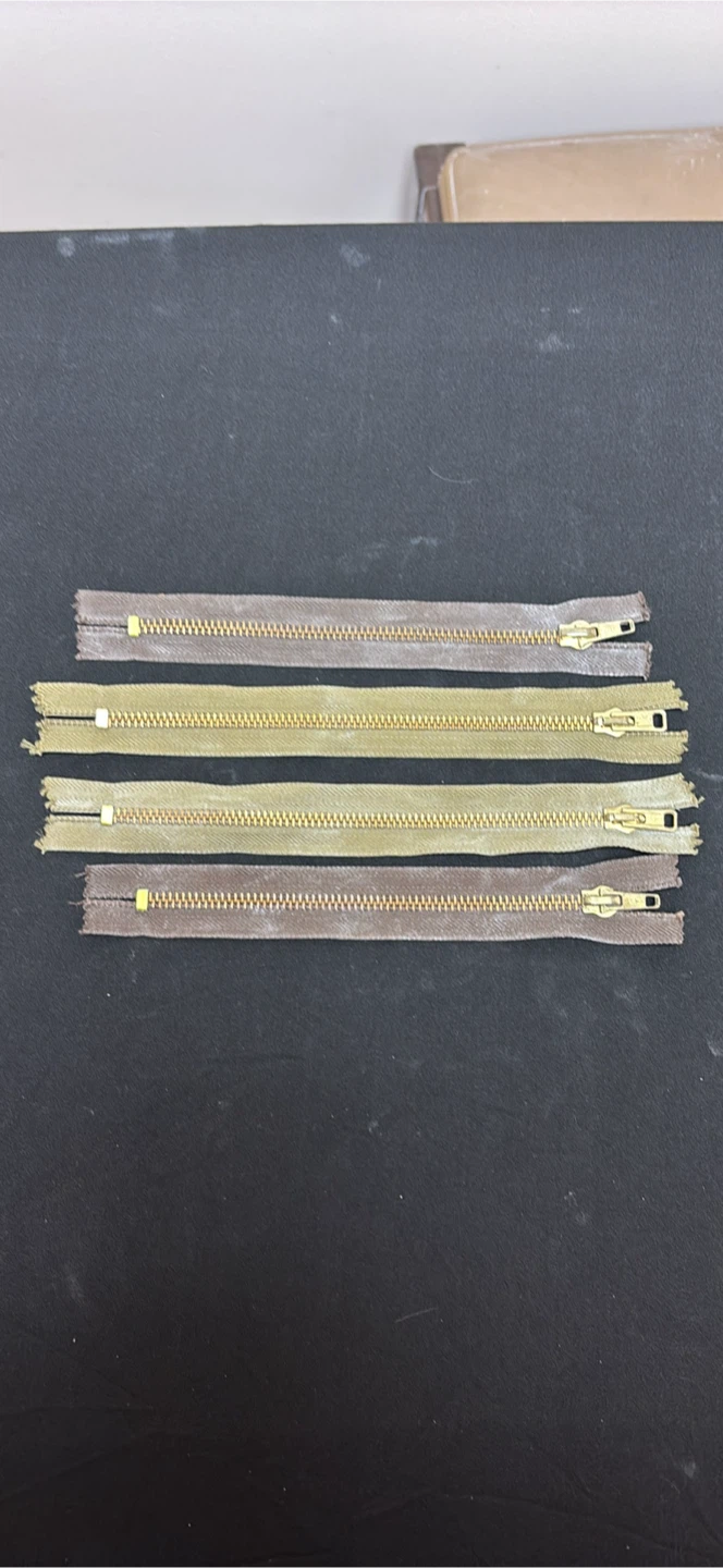 Set of 4 Brass Metal Zippers