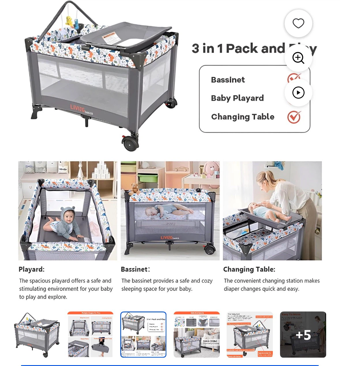LivingBasics 3-in-1 Baby Playard - photo 2