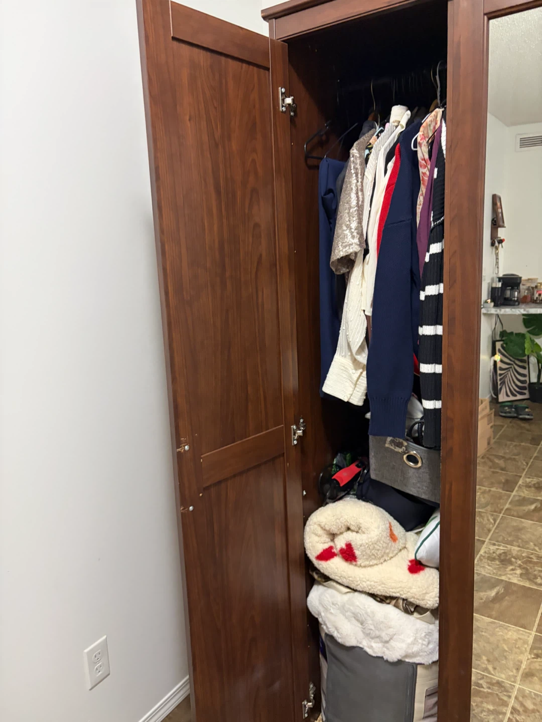 IKEA Three-Door Wood Tone Wardrobe with Mirror - photo 3