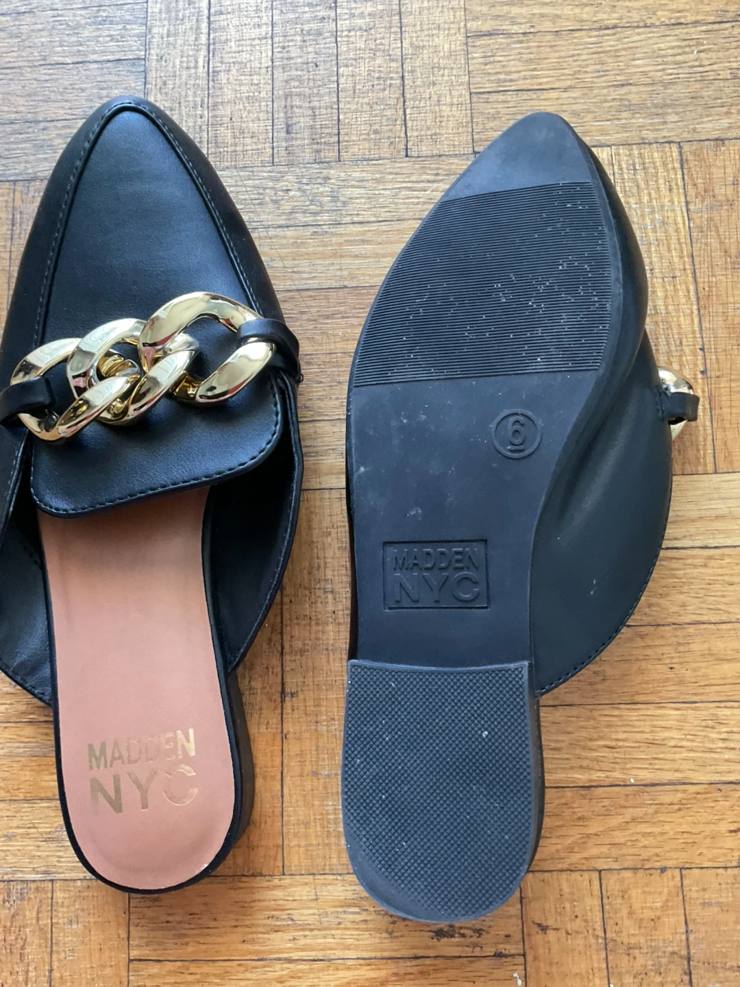 Madden NYC Black Mules with Gold Chain - photo 3