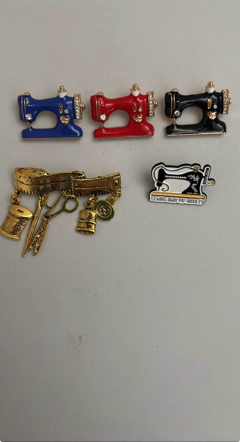 Set of 5 Sewing Themed Enamel Pins