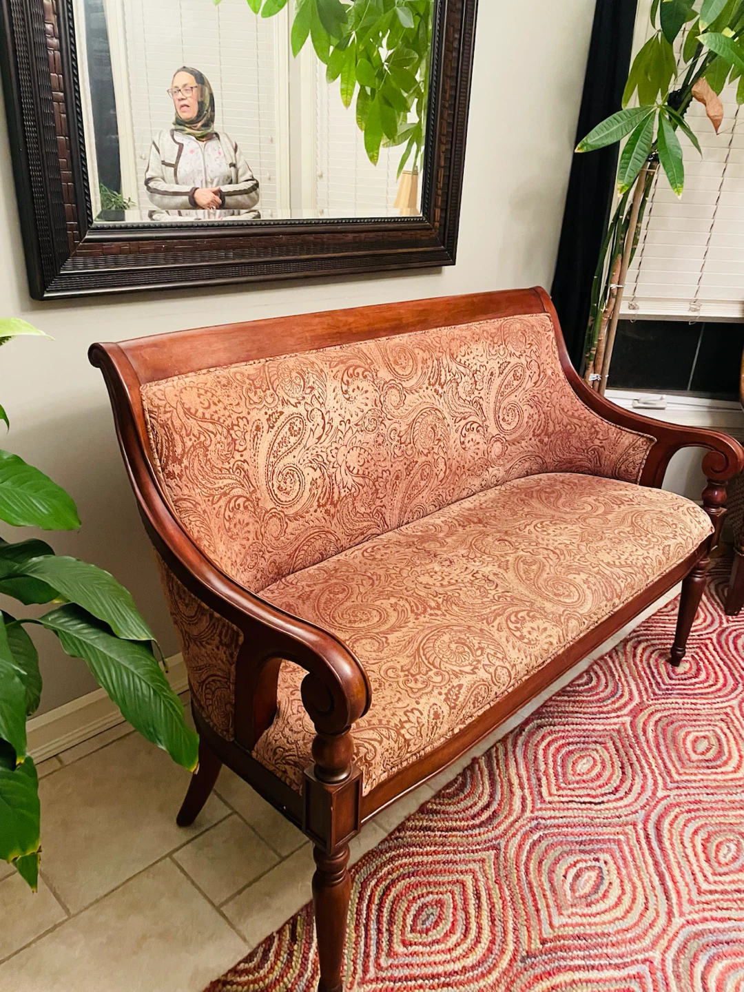 Vintage Style Settee with Paisley Upholstery