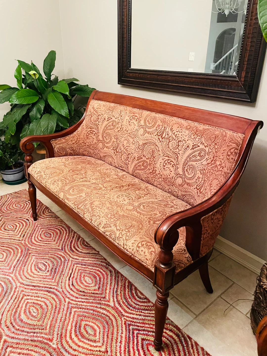 Vintage Style Settee with Paisley Upholstery - photo 2