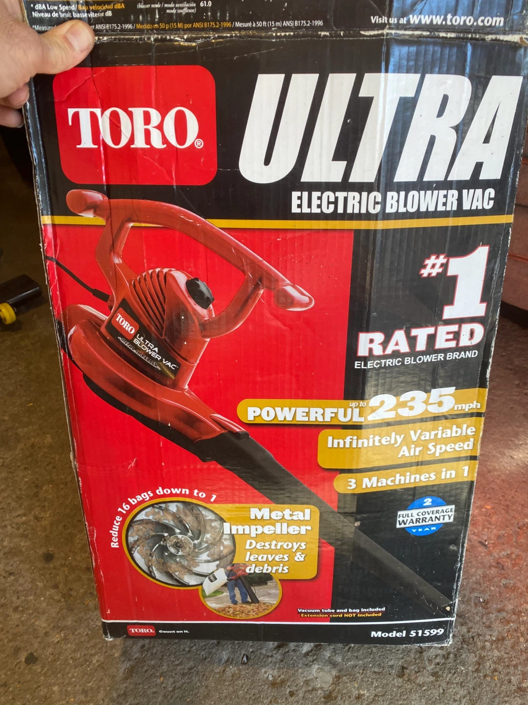 Toro Ultra Electric Blower Vac Model 51599