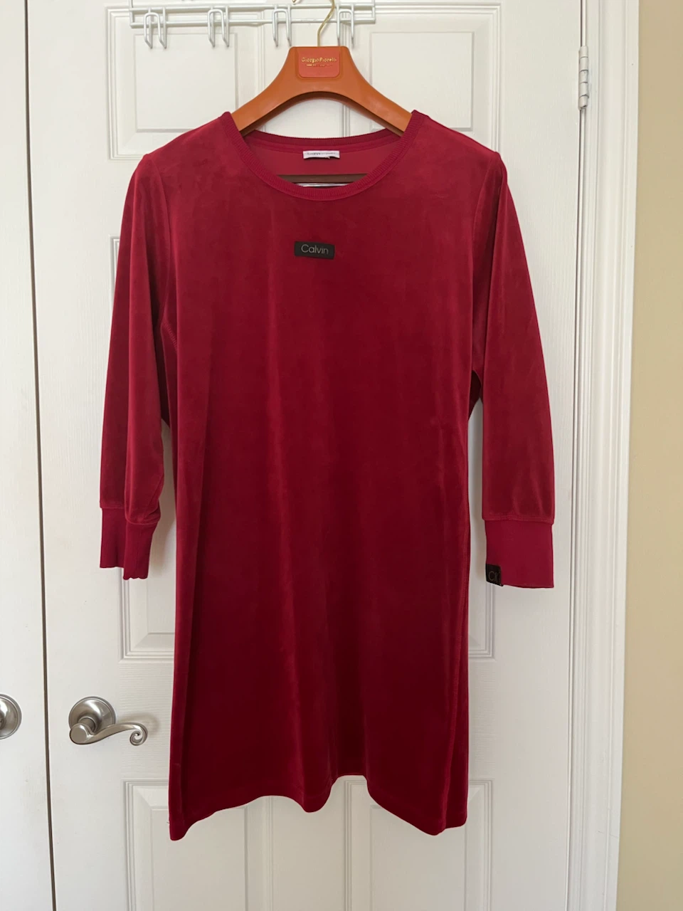 Calvin Klein Red Velour Dress