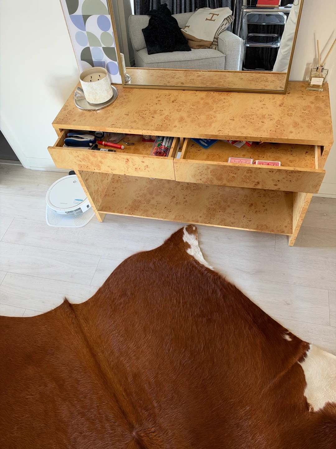 Burl Wood Console Table - photo 2