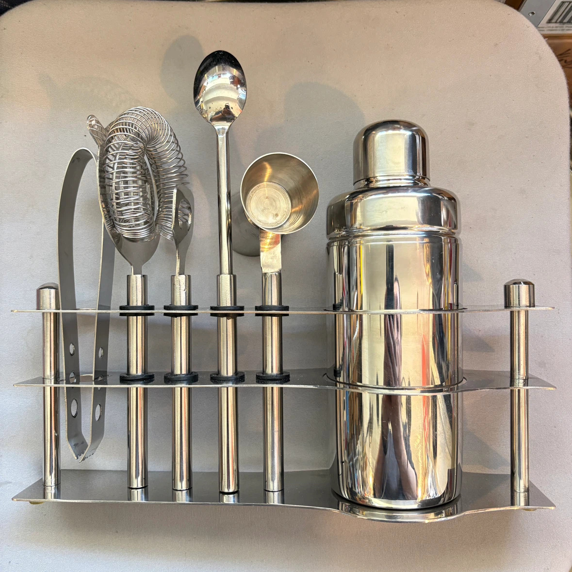 Stainless Steel Cocktail Shaker Set with Stand