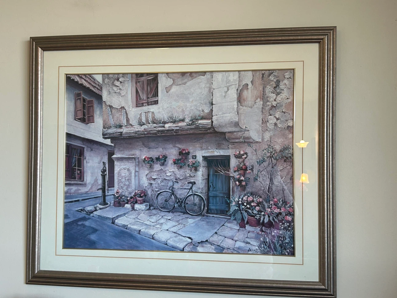 Framed European Street Scene Print