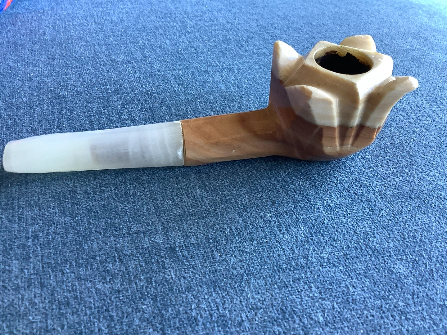Hand Carved Marble Pipe with a Lotus Flower Shaped Bowl 🐞 - photo 3