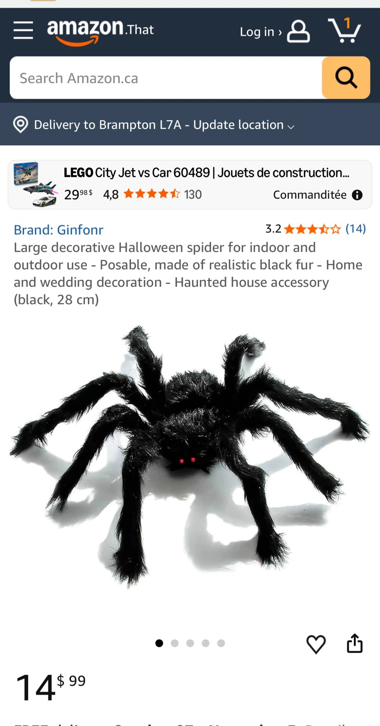 Large Halloween Decorative Spider (approx 18” x 18”) - photo 4